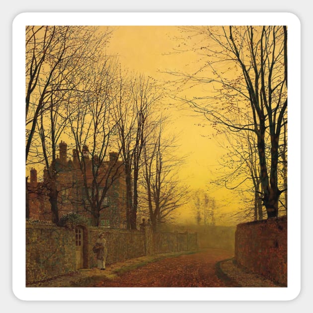 An Autumn Lane by John Atkinson Grimshaw Sticker by Classic Art Stall